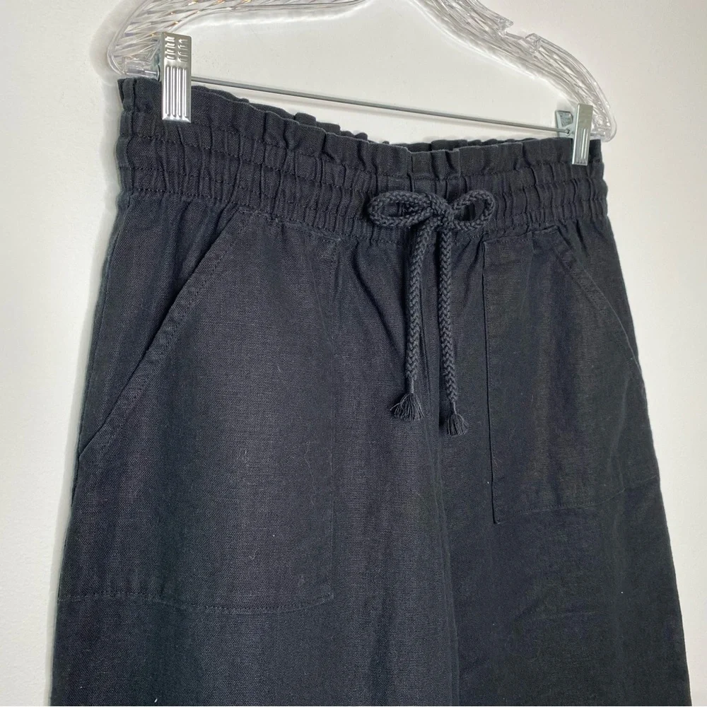Banana Republic Black Hemp Cotton Blend Wide Leg Paperbag Pant